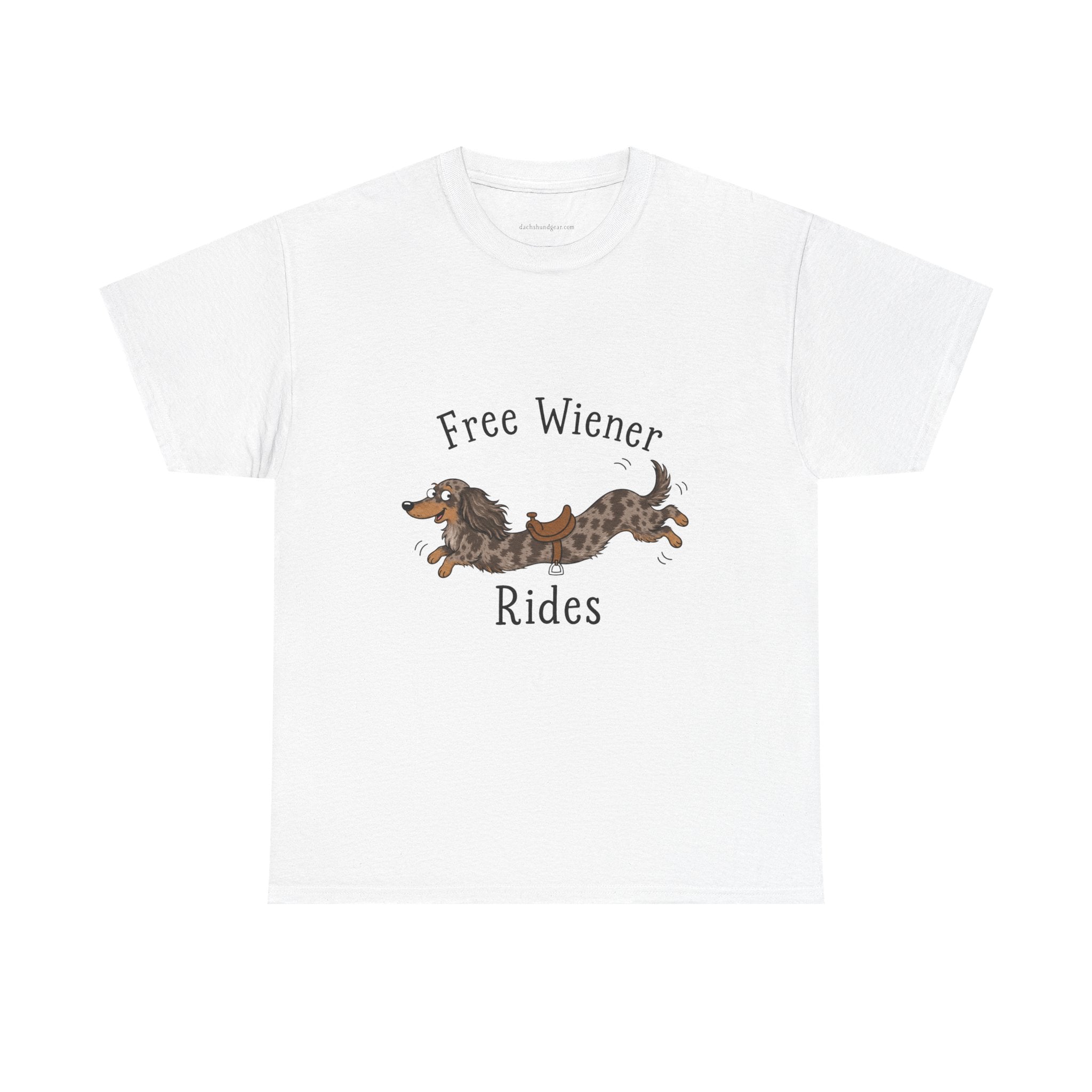 Free Wiener Rides T-Shirt — Dachshund Dog Lover Tee Dappled Dachshund