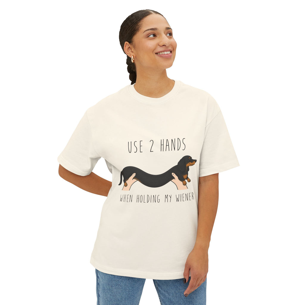 Use 2 Hands Dachshund Heavyweight Boxy Tee