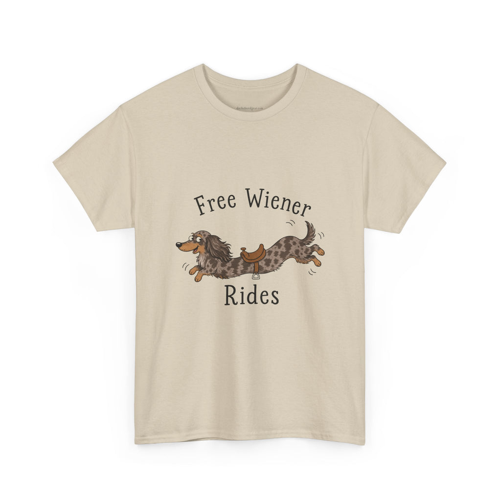Free Wiener Rides T-Shirt — Dachshund Dog Lover Tee Dappled Dachshund