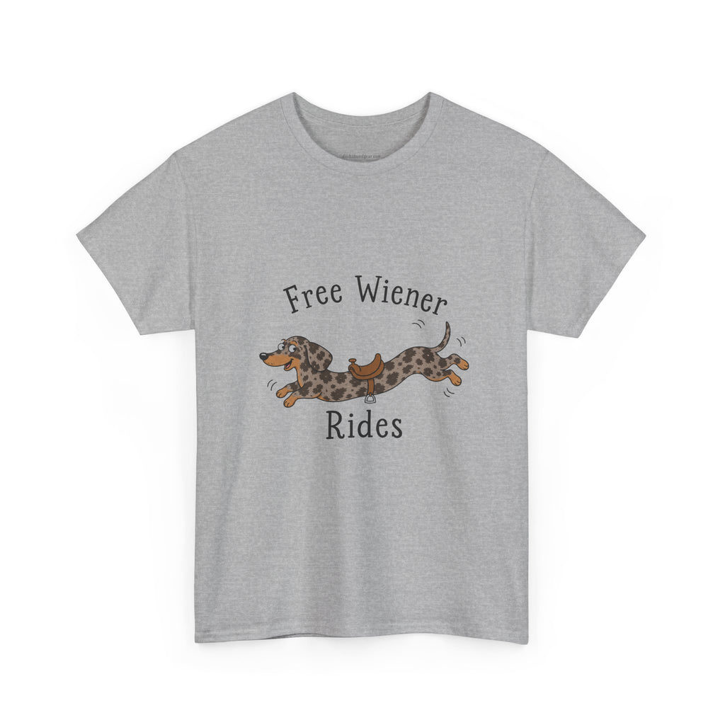 Dachshund 'Free Wiener Rides' T-Shirt Shorthaired Dapple Dachshund