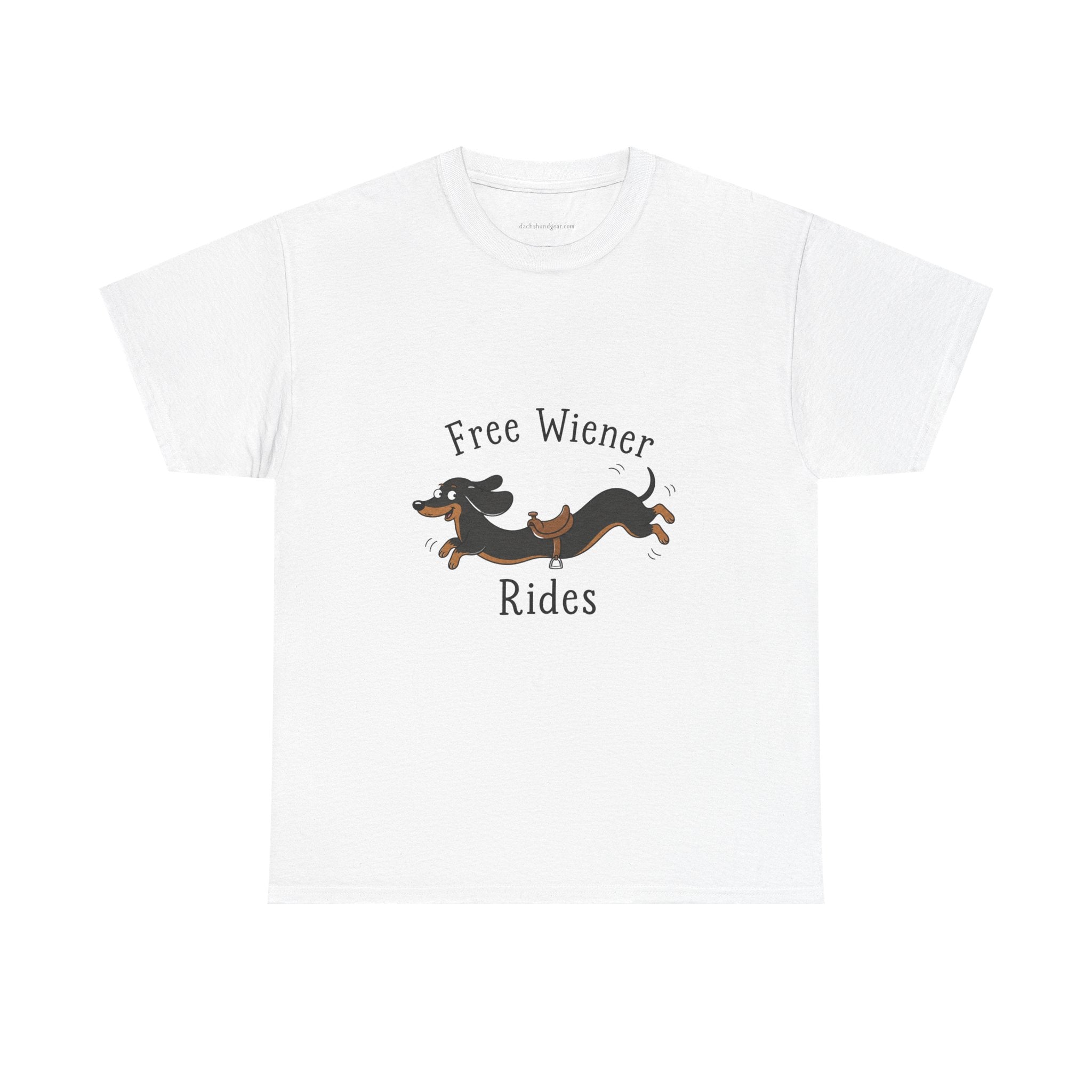 Dachshund "Free Wiener Rides" T-Shirt Black and Tan Dachshund