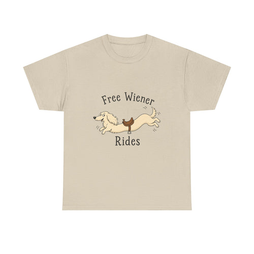 Free Wiener Rides T-Shirt — Funny Dachshund Dog Graphic Tee