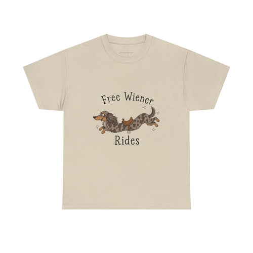 Free Wiener Rides T-Shirt — Dachshund Dog Lover Tee Dappled Dachshund