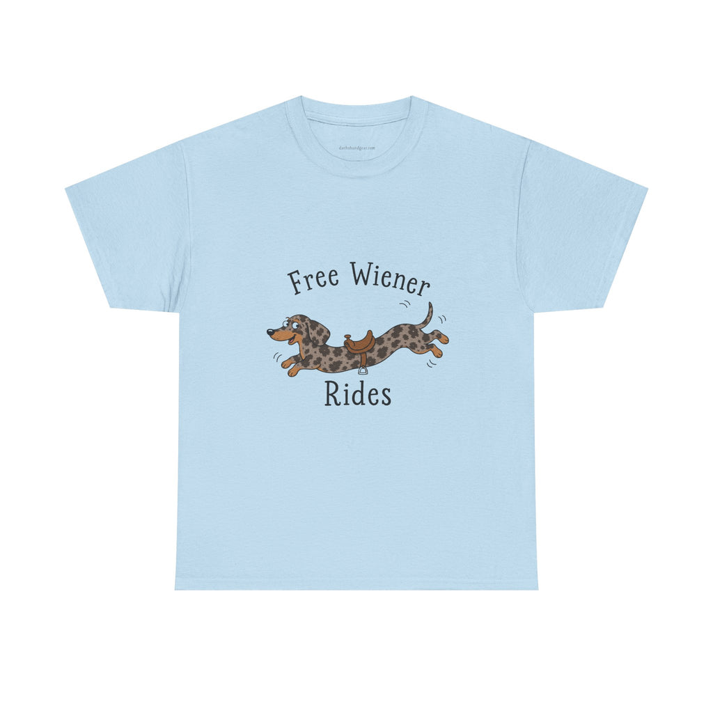 Dachshund 'Free Wiener Rides' T-Shirt Shorthaired Dapple Dachshund