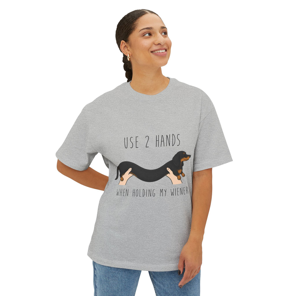 Use 2 Hands Dachshund Heavyweight Boxy Tee