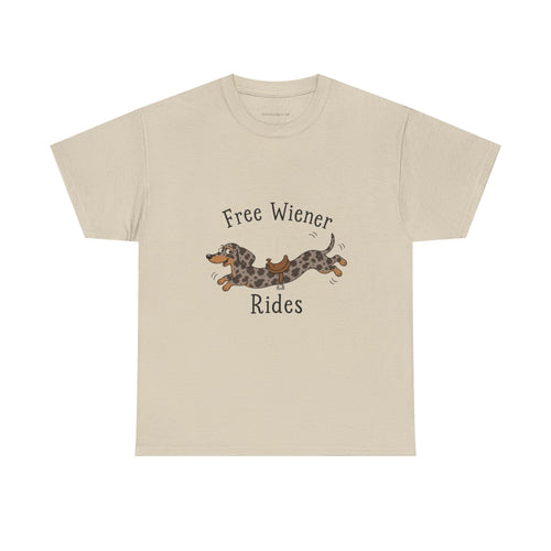Dachshund 'Free Wiener Rides' T-Shirt Shorthaired Dapple Dachshund