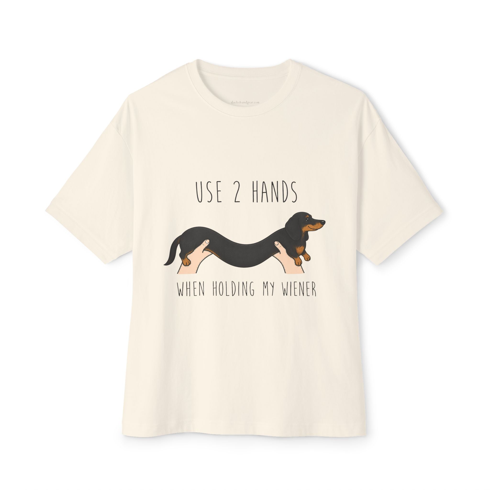 Use 2 Hands Dachshund Heavyweight Boxy Tee