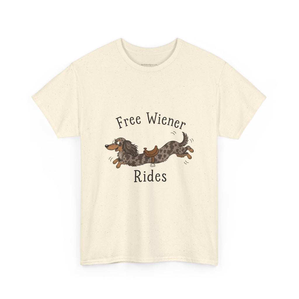 Free Wiener Rides T-Shirt — Dachshund Dog Lover Tee Dappled Dachshund