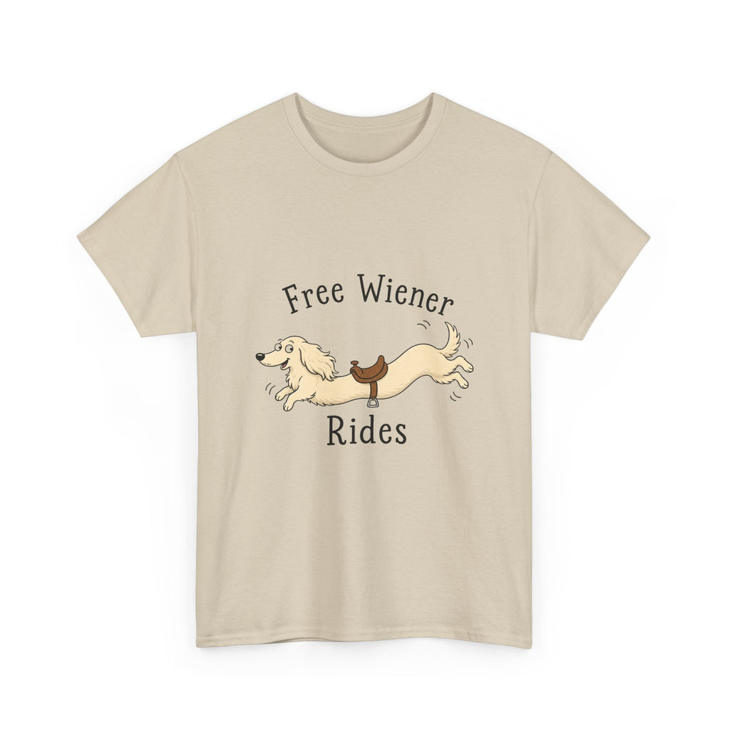 Free Wiener Rides T-Shirt — Funny Dachshund Dog Graphic Tee